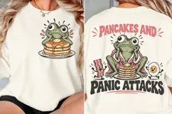 Pancake Frog Front Back Shirt PNG, Funny Breakfast Chest Bac Product Image 2