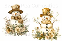 Christmas, Snowman, Gold, Ephemera, PNG, watercolor, Clipart Product Image 2