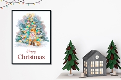 Watercolor Christmas Fox Greeting Card, Christmas Wall Art Product Image 2