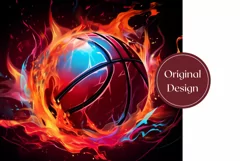 Fire Basketball Ball Tumbler Wrap, Basketball Sublimation Product Image 2