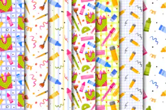 Watercolor Back to School Clipart & Seamless Patterns Product Image 9