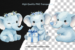 15 Bundle Watercolor Blue Elephant Big Fun Animal Wildlife Product Image 2