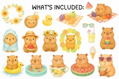 Cute Summer Capybara Watercolor Clipart | Tropical Animals Product Image 2