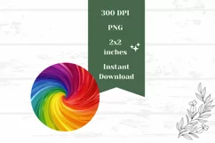 Colorful Round Earrings PNG, Rainbow Swirl Round Earring Product Image 2