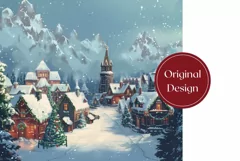 Christmas Town Tumbler Design, Christmas Village Sublimation Product Image 2