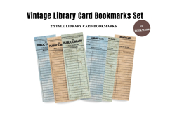 Vintage Library Card Bookmarks, Printable Reading List Product Image 2