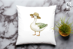 Watercolor Goose with Straw Hat Clipart Sublimation PNG Product Image 2