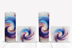 Watercolor Space Tumbler Design, Glitter Tumbler Template Product Image 2