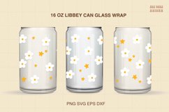 Daisy and Stars Wrap For Libbey Can Glass| Retro Flowers SVG Product Image 3