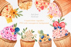 Cupcakes clipart, Watercolor birthday cupcake sublimation Product Image 7