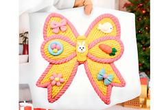 Faux Yarn Crochet Happy Easter PNG Easter Coquette Bow PNG Product Image 3