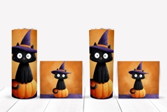 Kids Halloween Tumbler Wrap, Halloween Black Cat Tumbler Product Image 2