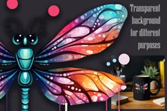 Watercolor Fantasy Dragonfly design PNG/JPEG Product Image 2