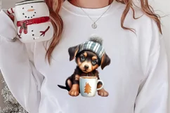 Christmas Dog And Coffee Clipart, Christmas Clipart Product Image 2