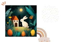 Easter Bunny Pillow case, Easter Eggs Pillow Template Product Image 2