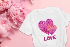 Love Hearts T-Shirt Design, Valentine's Day Clipart PNG Product Image 2