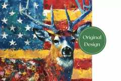Patriotic Deer Tumbler Wrap Design, American Flag Tumbler Product Image 2