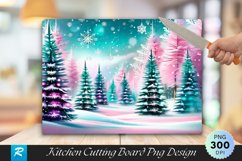 Ethereal Starry Snowfall Forest Cutting Board PNG Design Product Image 1