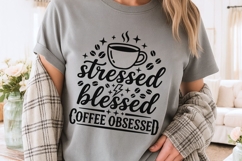 Stressed Blessed Coffee Obsessed Svg, Coffee Lover Svg. Product Image 3