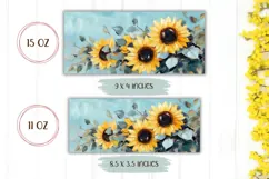 Art Sunflowers Mug Wrap Design, Sunflowers PNG Product Image 2