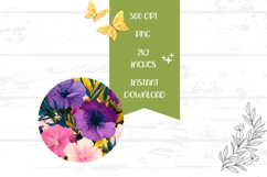 Purple Flowers Round Earrings PNG, Floral Earrings Design Product Image 2