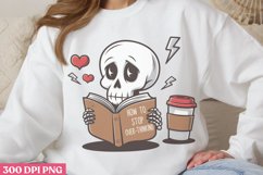 Books &amp; Coffee PNG, Funny Skeleton Sublimation PNG Product Image 2