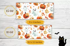 Halloween Mug Wrap, Halloween Print, Floral Mug PNG Product Image 2