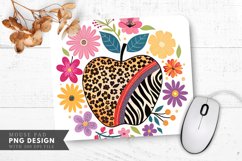 Playful Apple Design with Animal Prints Mouse Pad PNG Product Image 1