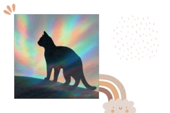 Black Cat Pillow Case, Glitch Pillow Design, Cat PNG Product Image 2