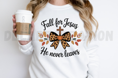 Fall for Jesus He Never Leaves PNG Bow Design Product Image 2