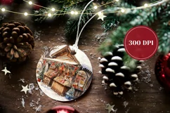 Watercolor Christmas Ornament, Christmas Product Tag Design Product Image 2