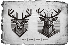 Deer Head Woodcut Engraving Vector Product Image 2