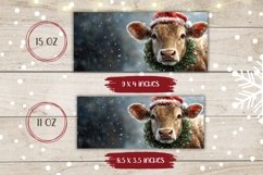 Christmas Cow Mug Wrap Design, Winter Coffee Mug Sublimation Product Image 2