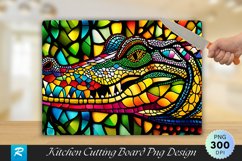 Crocodile Stained Glass Cutting Board Sublimation Design Product Image 1