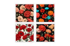 Carnation Flower &amp; Poppy Flower Digital Paper Product Image 2