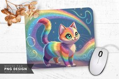Vibrant Energy Rainbow Cat Mouse Pad PNG Design Product Image 1