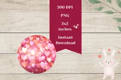 Love Heart Round Earrings, Pink Glitter Heart Earrings PNG Product Image 2