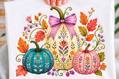 Whimsical Floral Pumpkin Png Tshirt Product Image 1