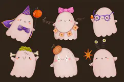 Cute Halloween Ghost Clipart , Hand Drawn Spooky Digital Product Image 2