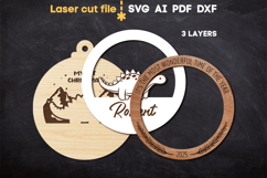 Dinosaur Christmas Ornament SVG laser cut file for Glowforge Product Image 2