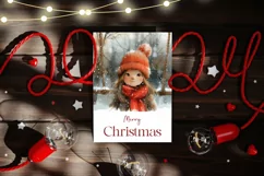 Watercolor Christmas Greeting Cards, Christmas Girl PNG Product Image 2