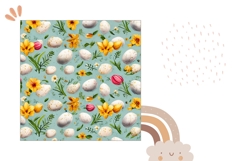 Cartoon Easter Eggs Pillow, Colorful Flowers Pillow Template Product Image 2