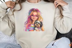 Colorful Girl Dog Clipart PNG Product Image 1