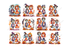 Halloween Zombie Couple Clipart, Funny Halloween Clipart Product Image 2