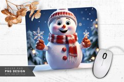 Snowman with Mittens and Snowflake Ornament Mouse Pad PNG Product Image 1