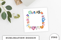 Watercolor School Supplies Frame png Product Image 2