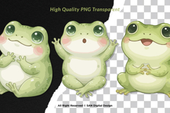 15 Bundle Watercolor Cute Frog Baby Fat Frog Green Animal Product Image 2