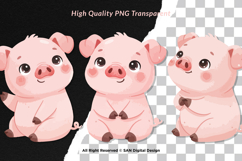 15 Bundle Watercolor Baby Pig Pink Cute Hog Farm Sticker Product Image 2