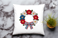 Patriotic Crochet Daisy Wreath Clipart Sublimation PNG Product Image 2