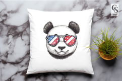 Patriotic Panda Sunglasses Watercolor Clipart PNG Product Image 2